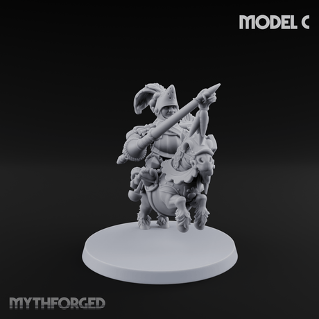 Forking Forward Halfling Pony Riders C Miniature for Dungeons and Dragons, Pathfinder or other TTRPGs