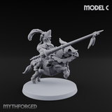 Forking Forward Halfling Pony Riders C Miniature for Dungeons and Dragons, Pathfinder or other TTRPGs