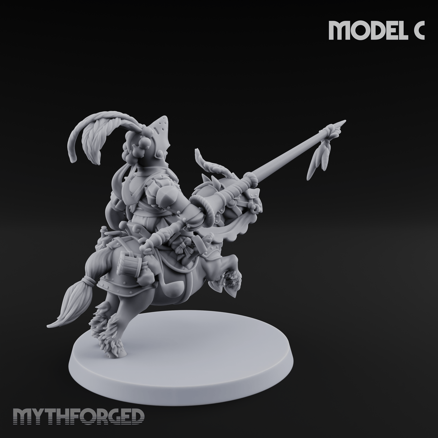Forking Forward Halfling Pony Riders C Miniature for Dungeons and Dragons, Pathfinder or other TTRPGs