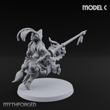 Forking Forward Halfling Pony Riders C Miniature for Dungeons and Dragons, Pathfinder or other TTRPGs