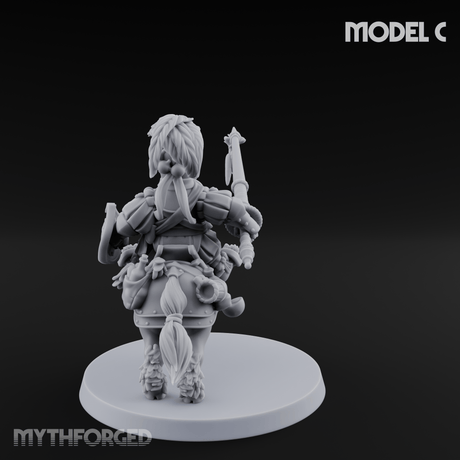 Forking Forward Halfling Pony Riders C Miniature for Dungeons and Dragons, Pathfinder or other TTRPGs