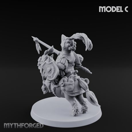 Forking Forward Halfling Pony Riders C Miniature for Dungeons and Dragons, Pathfinder or other TTRPGs