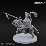 Forking Forward Halfling Pony Riders C Miniature for Dungeons and Dragons, Pathfinder or other TTRPGs