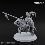 Forking Forward Halfling Pony Riders C Miniature for Dungeons and Dragons, Pathfinder or other TTRPGs