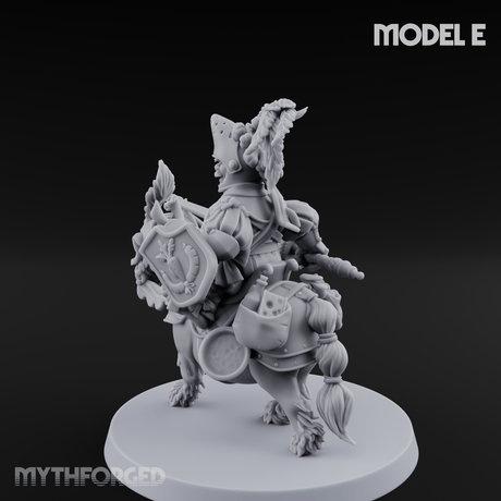 Forking Forward Halfling Pony Riders E Miniature for Dungeons and Dragons, Pathfinder or other TTRPGs