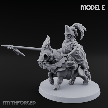 Forking Forward Halfling Pony Riders E Miniature for Dungeons and Dragons, Pathfinder or other TTRPGs