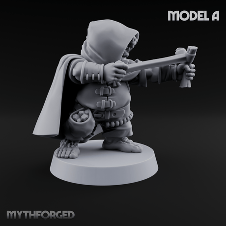 Ready To Fling Halfling Slingers A Miniature for Dungeons and Dragons, Pathfinder or other TTRPGs