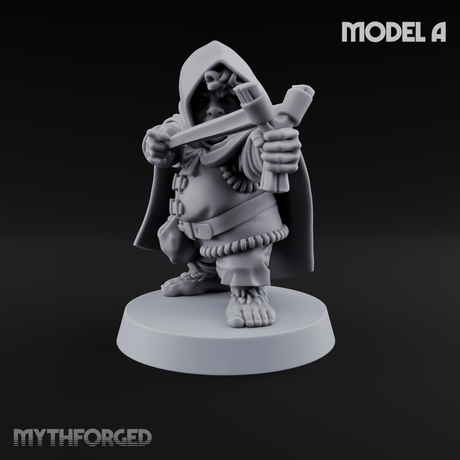 Ready To Fling Halfling Slingers A Miniature for Dungeons and Dragons, Pathfinder or other TTRPGs