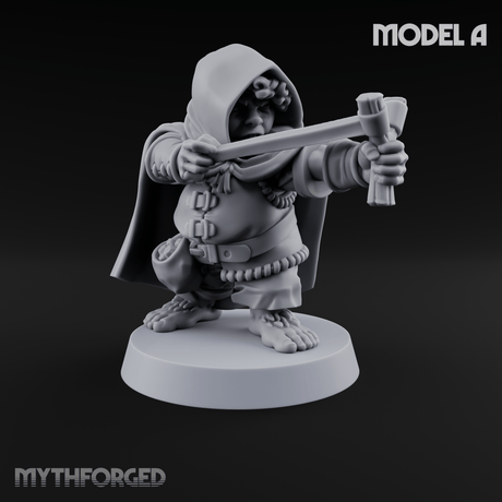 Ready To Fling Halfling Slingers A Miniature for Dungeons and Dragons, Pathfinder or other TTRPGs