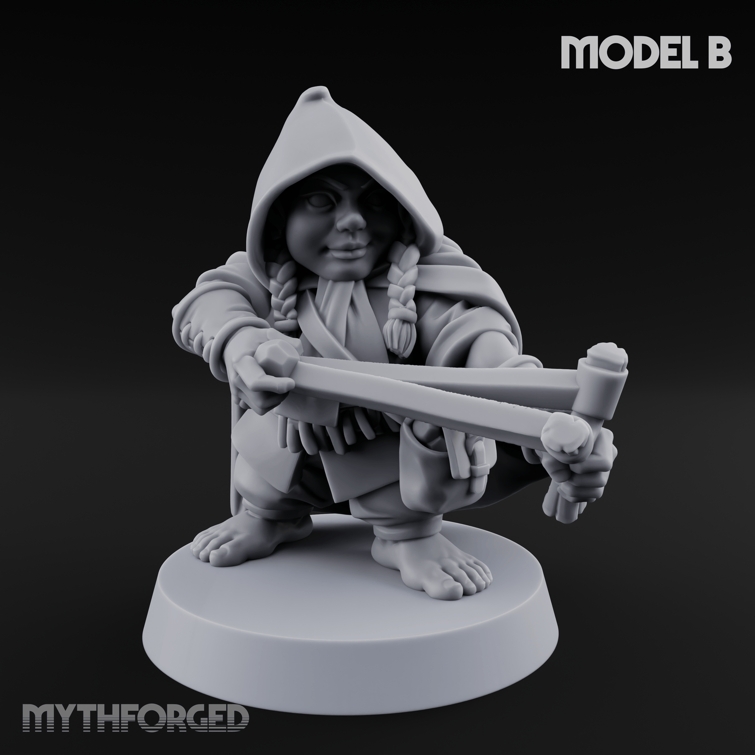 Ready To Fling Halfling Slingers Miniature for Dungeons and Dragons, Pathfinder or other TTRPGs