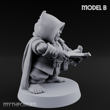 Ready To Fling Halfling Slingers B Miniature for Dungeons and Dragons, Pathfinder or other TTRPGs