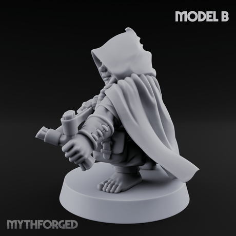 Ready To Fling Halfling Slingers B Miniature for Dungeons and Dragons, Pathfinder or other TTRPGs