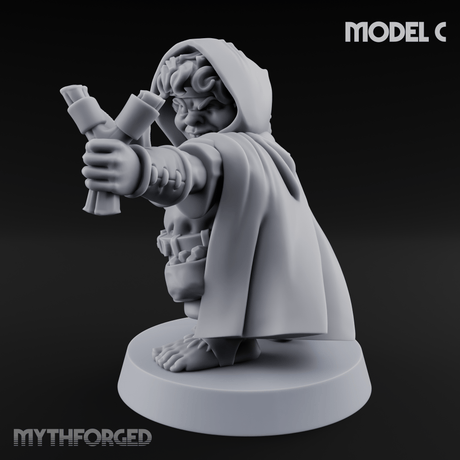 Ready To Fling Halfling Slingers C Miniature for Dungeons and Dragons, Pathfinder or other TTRPGs