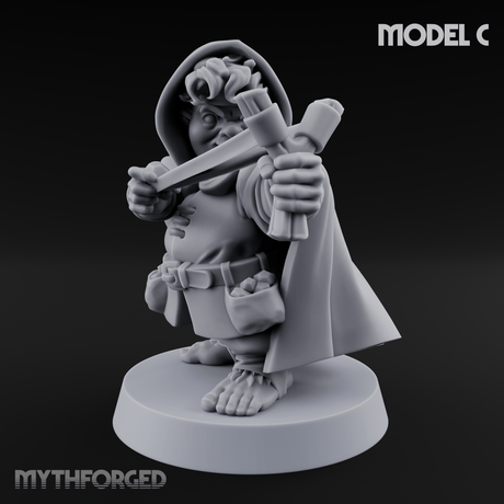 Ready To Fling Halfling Slingers C Miniature for Dungeons and Dragons, Pathfinder or other TTRPGs