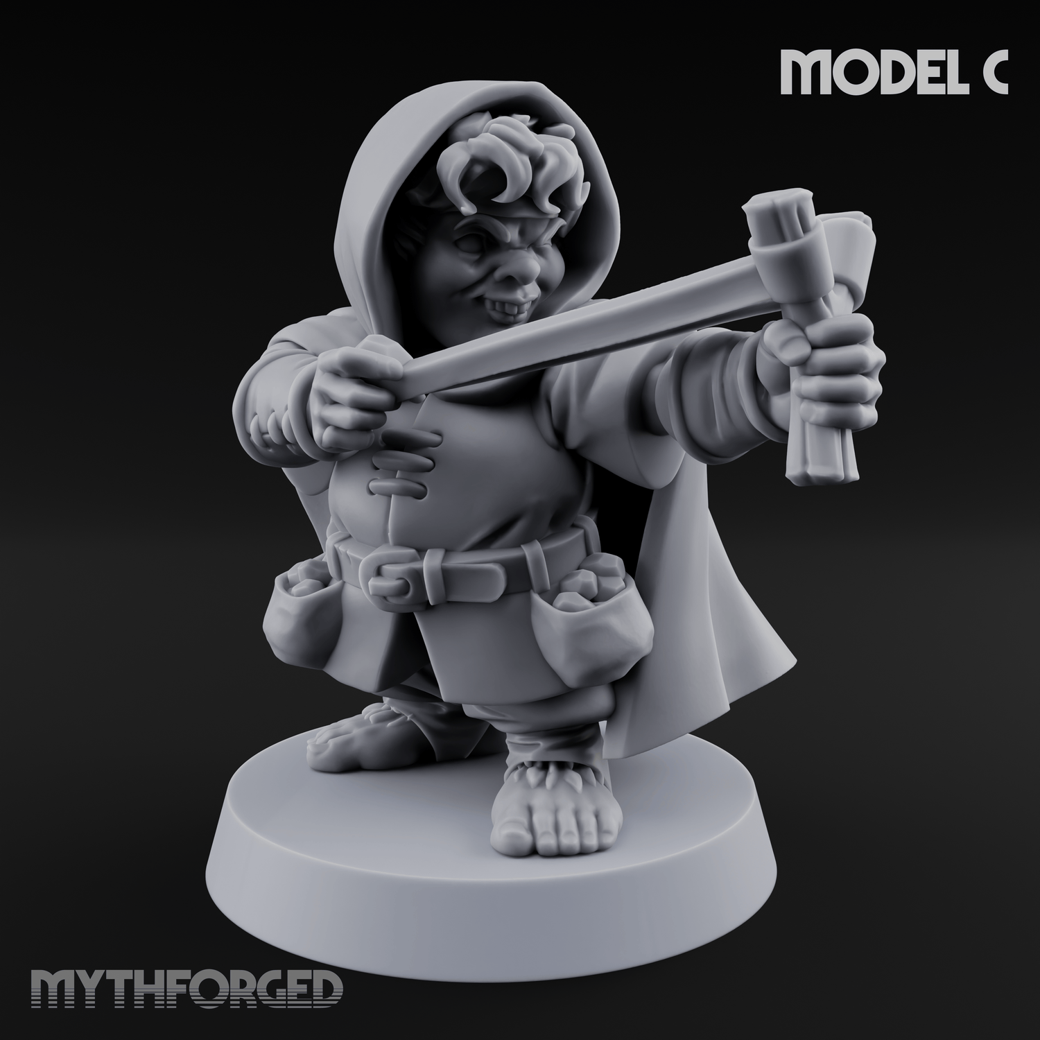 Ready To Fling Halfling Slingers C Miniature for Dungeons and Dragons, Pathfinder or other TTRPGs