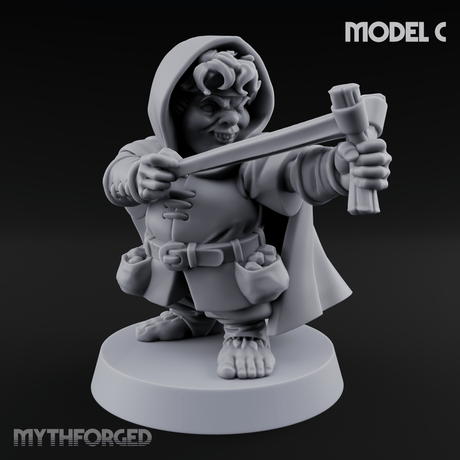 Ready To Fling Halfling Slingers C Miniature for Dungeons and Dragons, Pathfinder or other TTRPGs