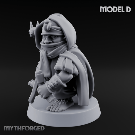 Ready To Fling Halfling Slingers D Miniature for Dungeons and Dragons, Pathfinder or other TTRPGs