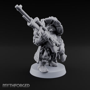 Long Barrel Aiming Halfling Sharpshooter Miniature for Dungeons and Dragons, Pathfinder or other TTRPGs