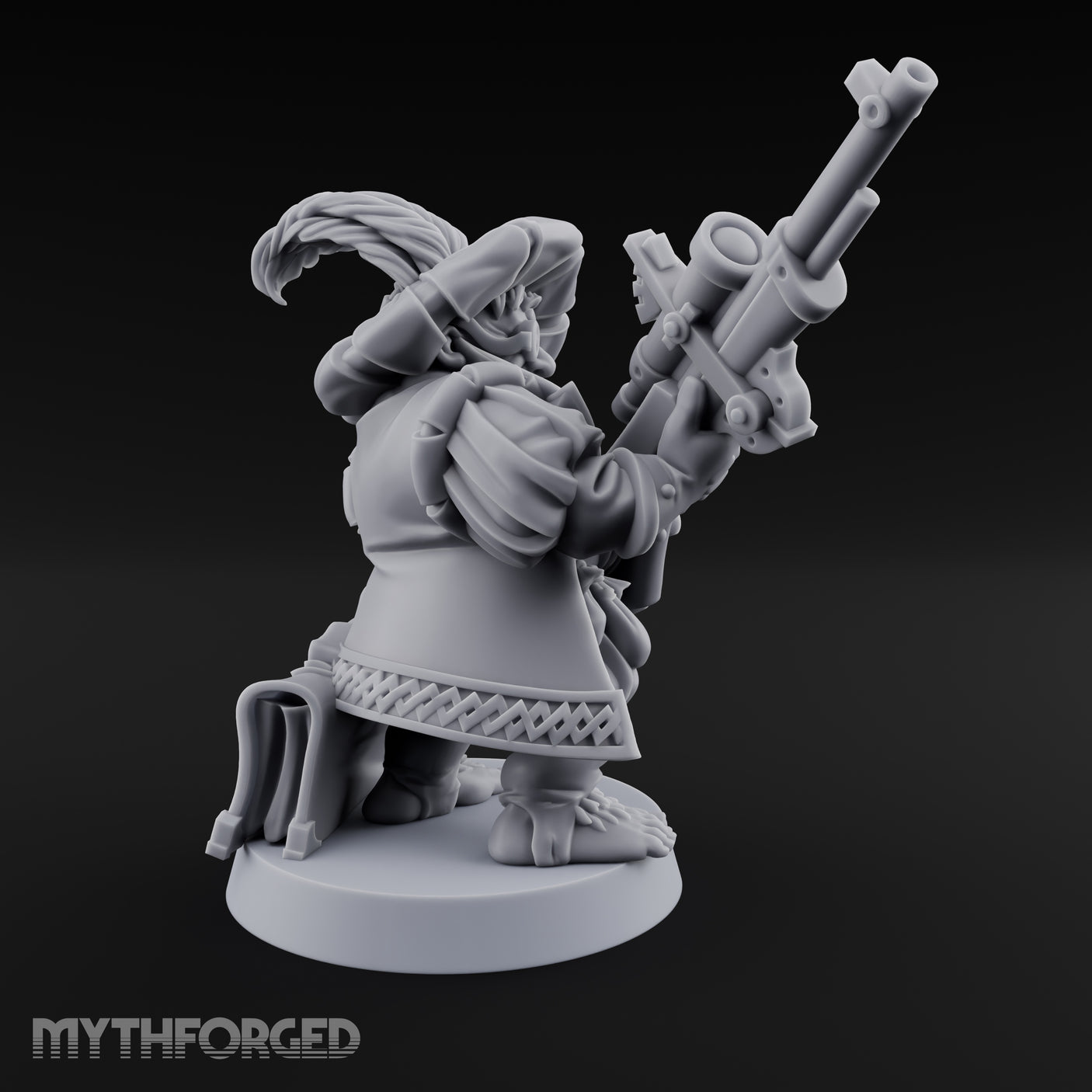 Long Barrel Aiming Halfling Sharpshooter Miniature for Dungeons and Dragons, Pathfinder or other TTRPGs