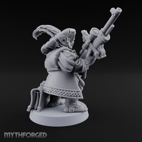 Long Barrel Aiming Halfling Sharpshooter Miniature for Dungeons and Dragons, Pathfinder or other TTRPGs