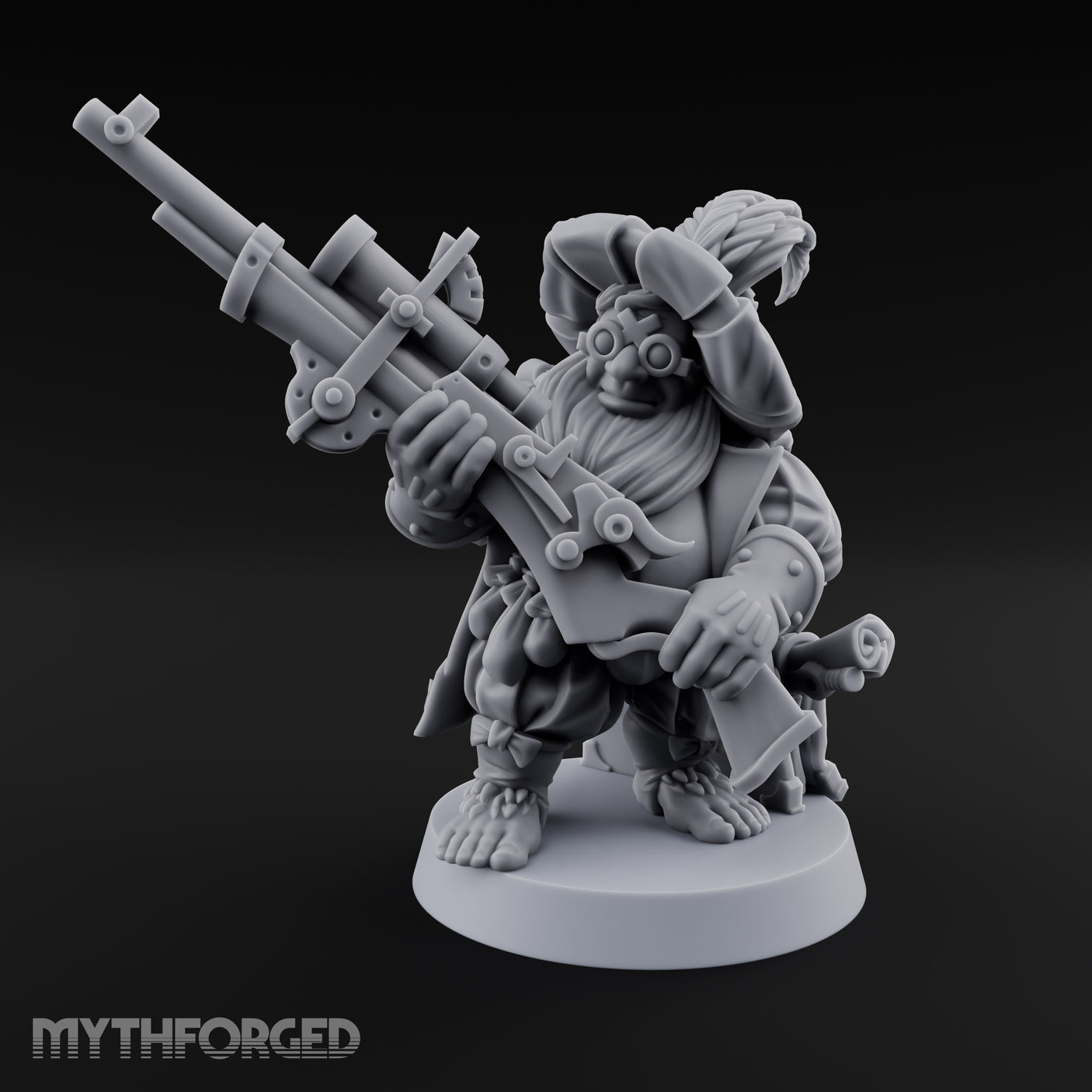 Long Barrel Aiming Halfling Sharpshooter Miniature for Dungeons and Dragons, Pathfinder or other TTRPGs