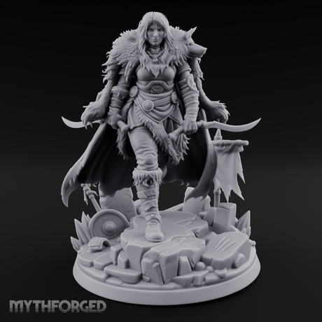 Fur Cloaked Striding Human Ranger Miniature for Dungeons and Dragons, Pathfinder or other TTRPGs