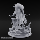 Fur Cloaked Striding Human Ranger Miniature for Dungeons and Dragons, Pathfinder or other TTRPGs