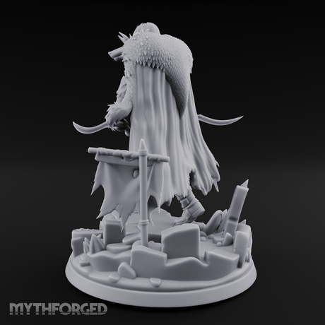 Fur Cloaked Striding Human Ranger Miniature for Dungeons and Dragons, Pathfinder or other TTRPGs