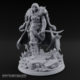 Fur Cloaked Striding Human Ranger Miniature for Dungeons and Dragons, Pathfinder or other TTRPGs