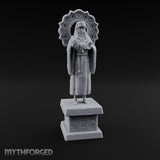 Halo-Backed Glyph-Pedestaled Robed Saint Statue gallery 2