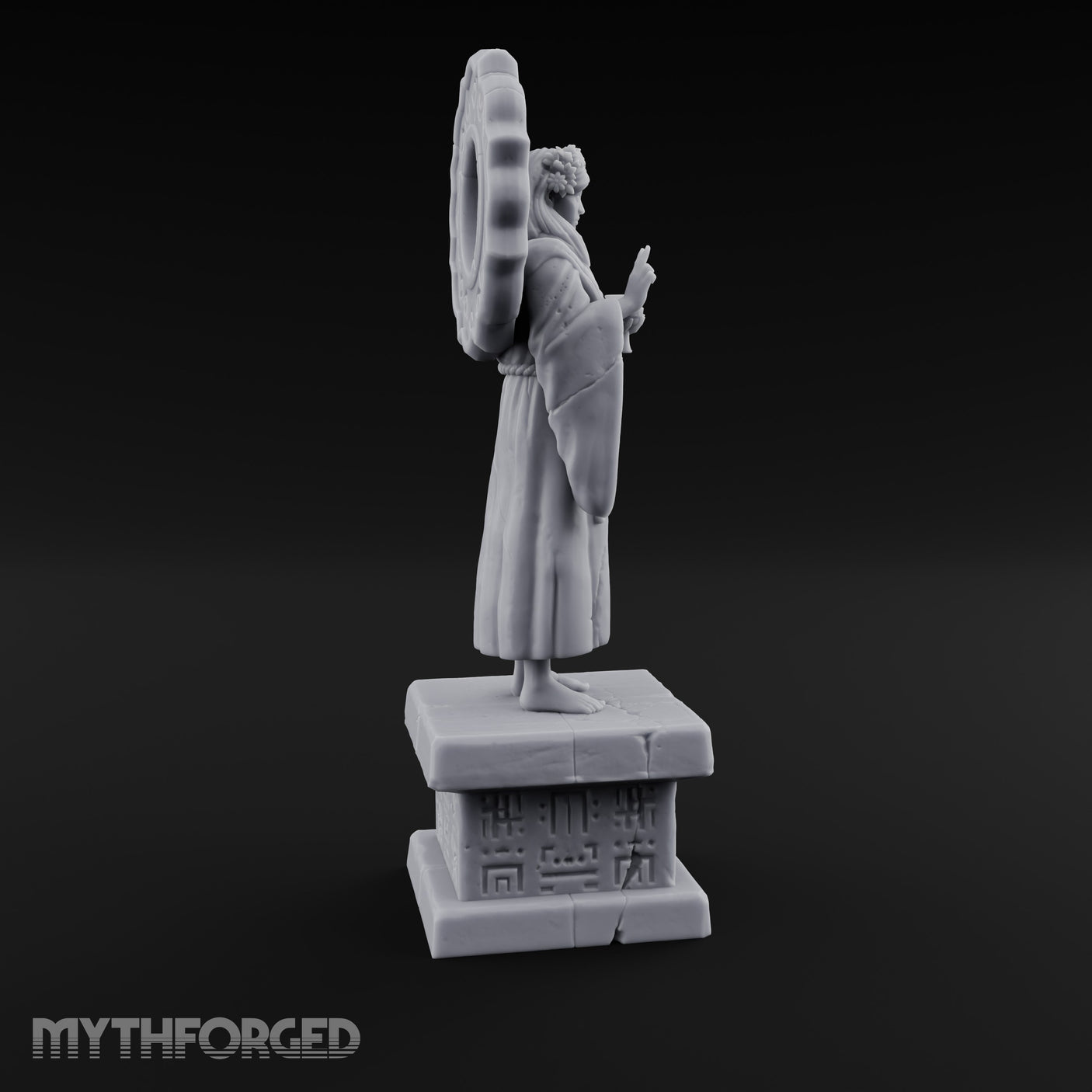 Halo-Backed Glyph-Pedestaled Robed Saint Statue gallery 4