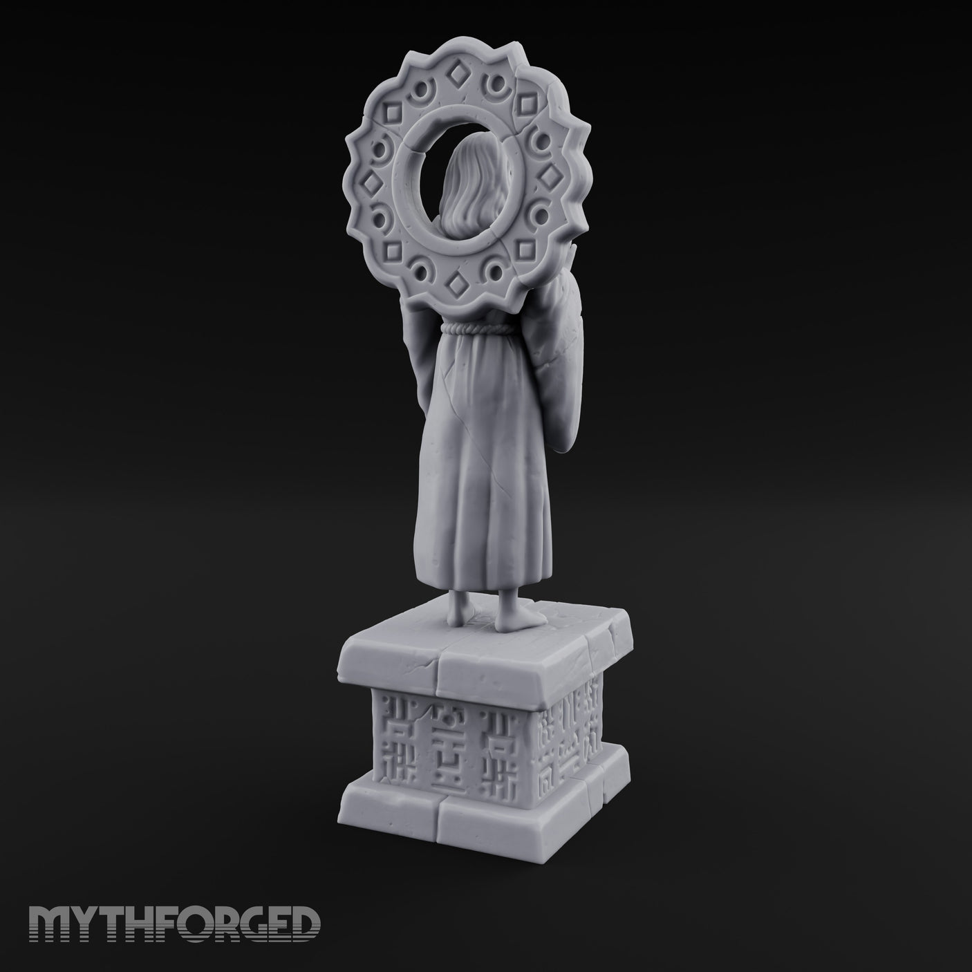 Halo-Backed Glyph-Pedestaled Robed Saint Statue gallery 5
