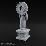 Halo-Backed Glyph-Pedestaled Robed Saint Statue gallery 5