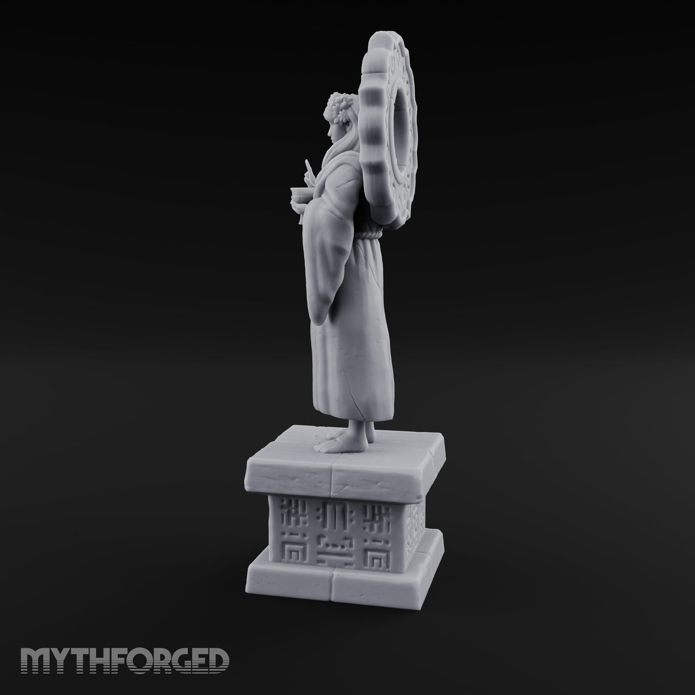 Halo-Backed Glyph-Pedestaled Robed Saint Statue gallery 7