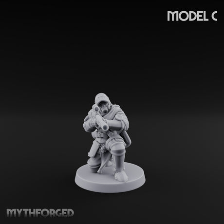 Hammer Axe Rifle Bearing Shocktrooper C Miniature for Dungeons and Dragons, Pathfinder or other TTRPGs