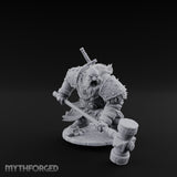 Hammer Dragging Dwarf Berserker Miniature for Dungeons and Dragons, Pathfinder or other TTRPGs