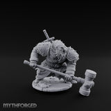 Hammer Dragging Dwarf Berserker Miniature for Dungeons and Dragons, Pathfinder or other TTRPGs
