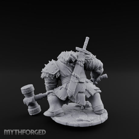 Hammer Dragging Dwarf Berserker Miniature for Dungeons and Dragons, Pathfinder or other TTRPGs