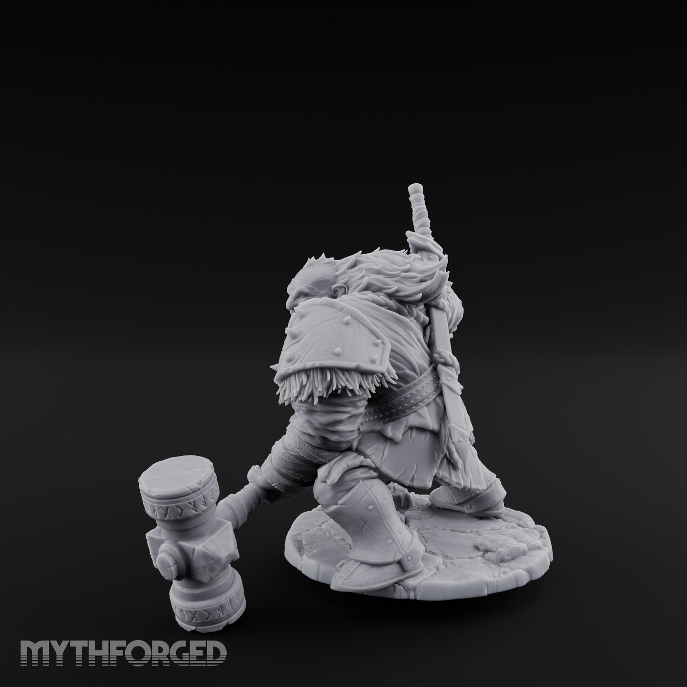 Hammer Dragging Dwarf Berserker Miniature for Dungeons and Dragons, Pathfinder or other TTRPGs