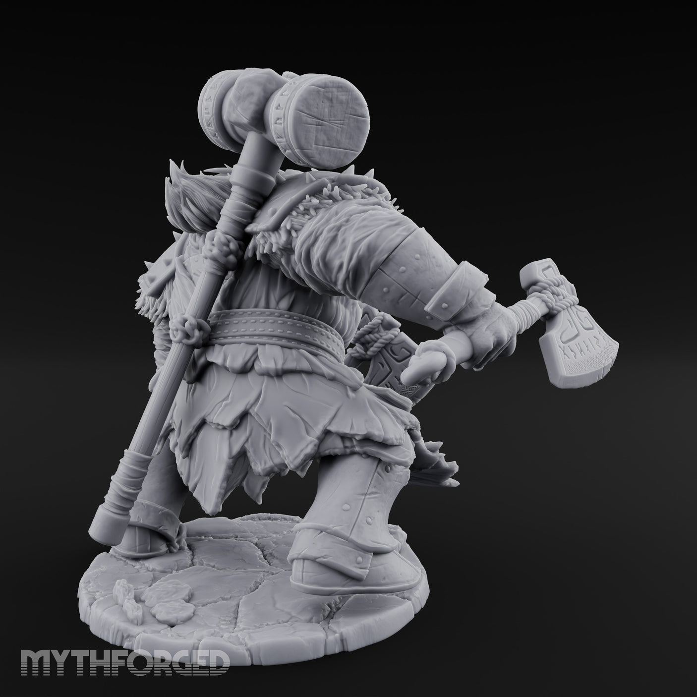 Hammer Overhead Axes Ready Giant Berserker Miniature for Dungeons and Dragons, Pathfinder or other TTRPGs