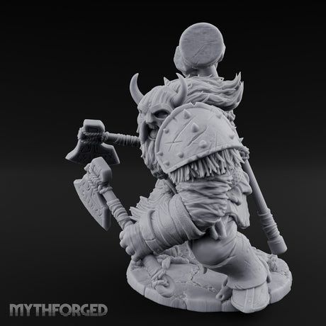 Hammer Overhead Axes Ready Giant Berserker Miniature for Dungeons and Dragons, Pathfinder or other TTRPGs