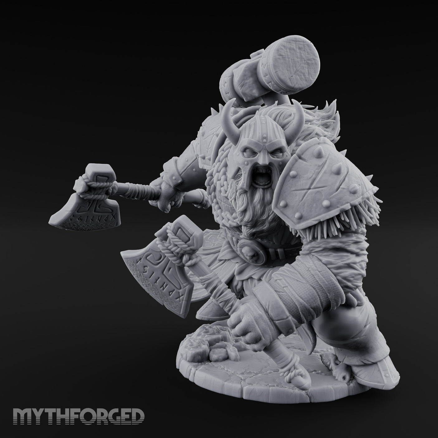Hammer Overhead Axes Ready Giant Berserker Miniature for Dungeons and Dragons, Pathfinder or other TTRPGs