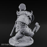 Hammer Raised Axe Lunging Dwarf Berserker Miniature for Dungeons and Dragons, Pathfinder or other TTRPGs