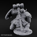 Hammer Raised Axe Lunging Dwarf Berserker Miniature for Dungeons and Dragons, Pathfinder or other TTRPGs