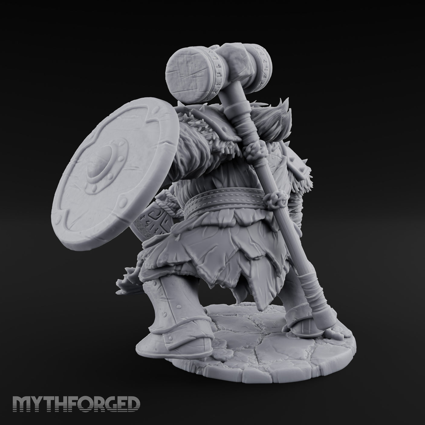 Hammer Raised Axe Lunging Dwarf Berserker Miniature for Dungeons and Dragons, Pathfinder or other TTRPGs