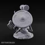 Hammer Raised Axe Lunging Dwarf Berserker Miniature for Dungeons and Dragons, Pathfinder or other TTRPGs