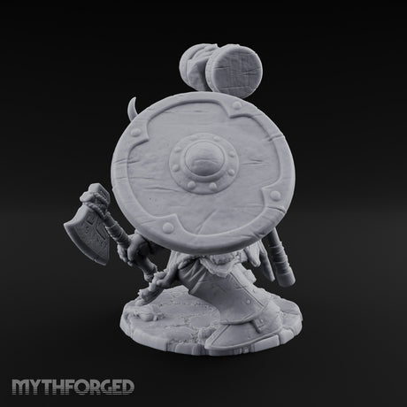 Hammer Raised Axe Lunging Dwarf Berserker Miniature for Dungeons and Dragons, Pathfinder or other TTRPGs