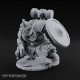 Hammer Raised Axe Lunging Dwarf Berserker Miniature for Dungeons and Dragons, Pathfinder or other TTRPGs