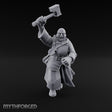 Hammer Raised Bellowing Human Battle Priest Miniature for Dungeons and Dragons, Pathfinder or other TTRPGs