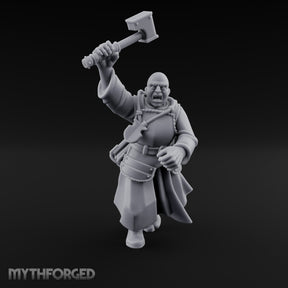 Hammer Raised Bellowing Human Battle Priest Miniature for Dungeons and Dragons, Pathfinder or other TTRPGs
